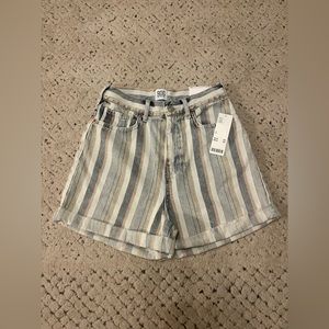 Size 27 BDG from Urban Outfitters striped high-rise mom fit jean shorts.